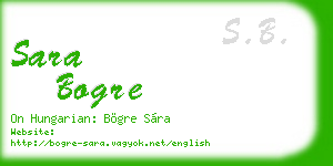 sara bogre business card